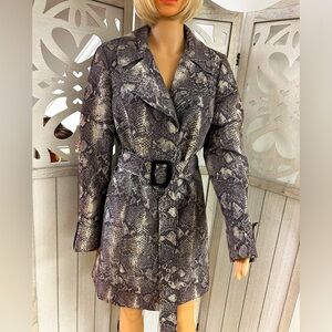 INC International Concepts Snakeskin Print Jacket Size Large Trench Coat